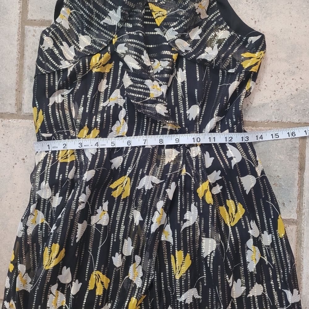 Joie Kenny Silk Blend Floral Metallic Stripe Ruffle Wrap Maxi Dress Sz S - Picture 11 of 14